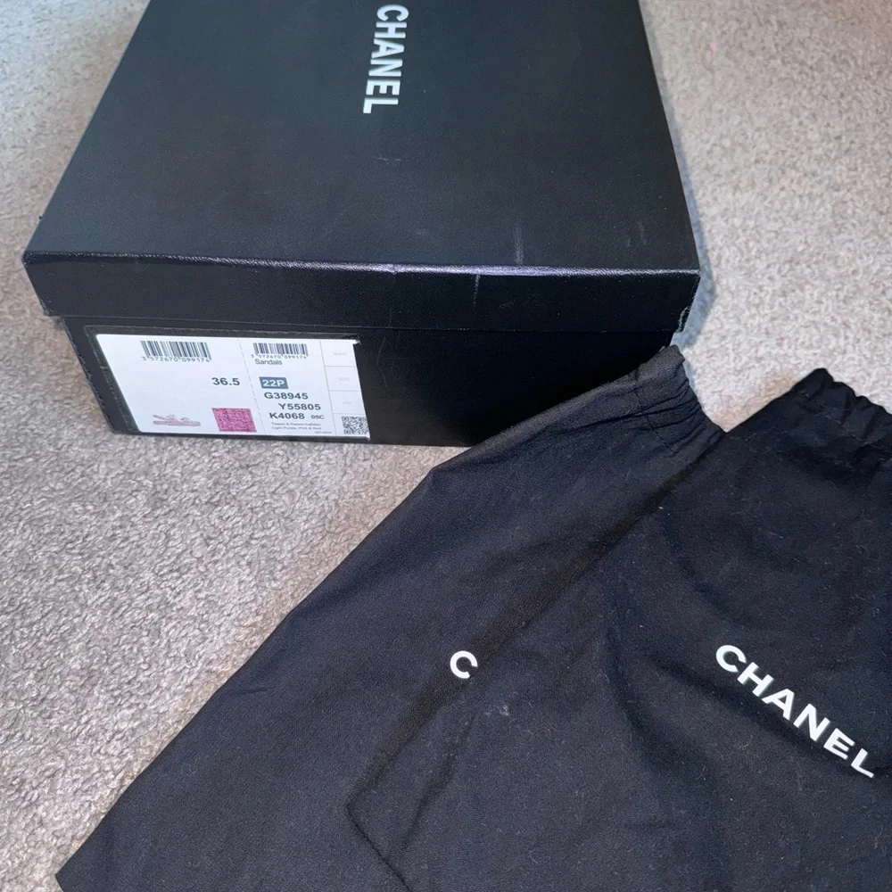 Authentic Chanel Pink Tweed Dad Sandals ( pre-owned ) - Picture 6 of 6